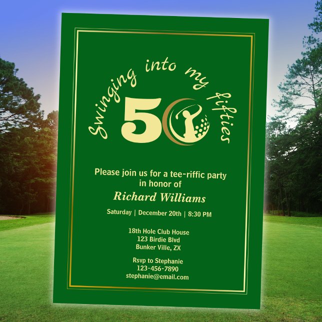 Invitación Golf Classic Green Golden Player 50 cumpleaños (Subido por el creador)