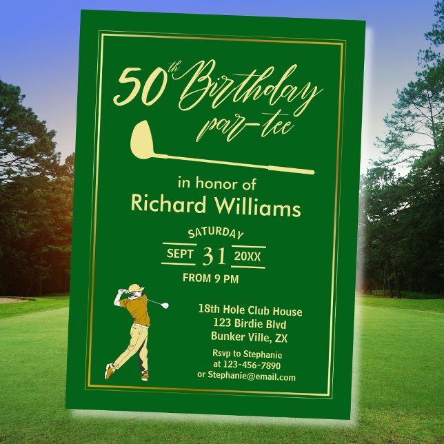 Invitación Golf Classic Green Golden Player Hombres 50 cumple (Subido por el creador)