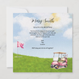 Invitación Golf con nombre para golfista con carrito de golf 