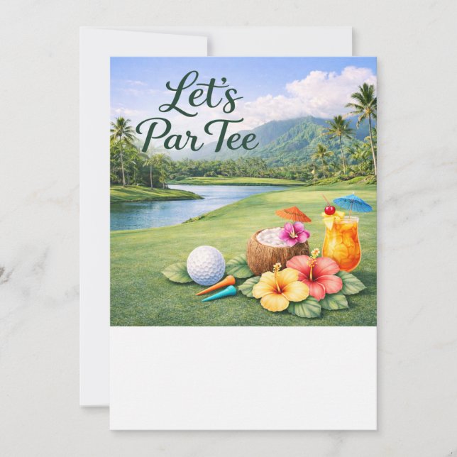 Invitación Golf con tema hawaiano (Anverso)