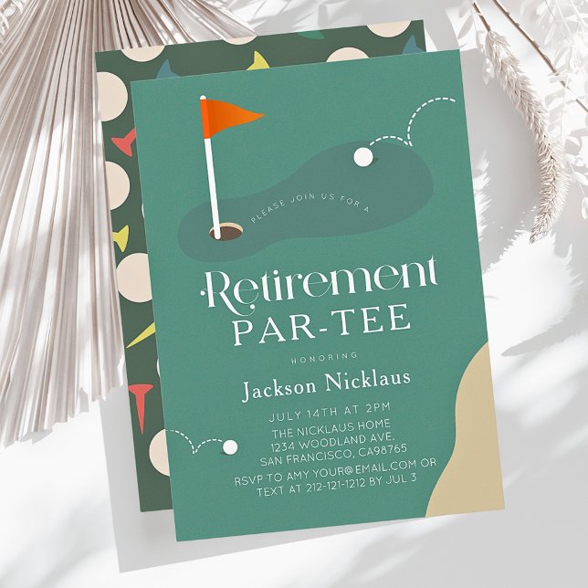 Invitación Golf Course Fairway Flag Retirement Par-Tee (Subido por el creador)