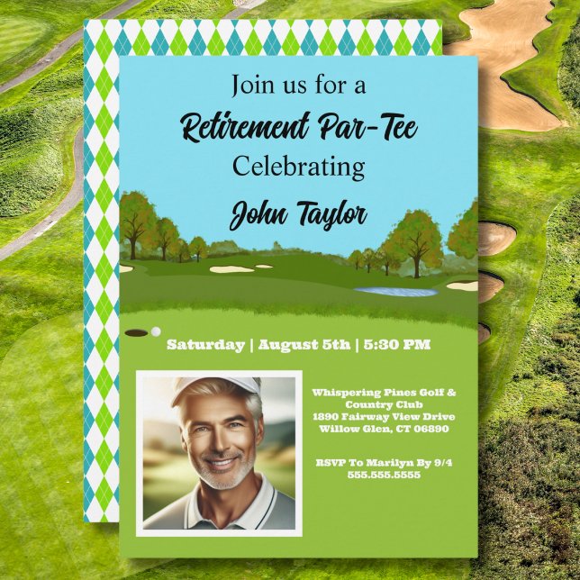 Invitación Golf Course Retirement Party Invitation with Photo (Subido por el creador)