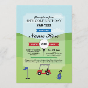 Invitación Golf de la fiesta de cumpleaños cualquier