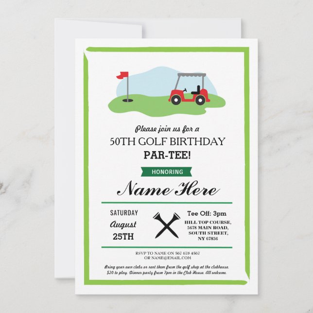 Invitación Golf de la fiesta de cumpleaños cualquier 60.a (Anverso)