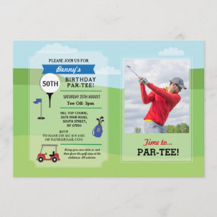 Invitación Golf de la fiesta de cumpleaños que cualquier foto