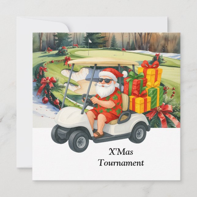 Invitación Golf de Navidad con Papá Noel en Green (Anverso)