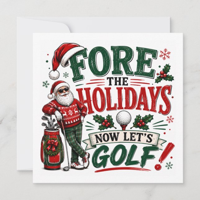Invitación Golf de Navidad con Santa Vamos a jugar golf (Anverso)