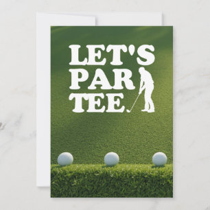 Invitación Golf deja pelota de golf de par en tee sobre céspe