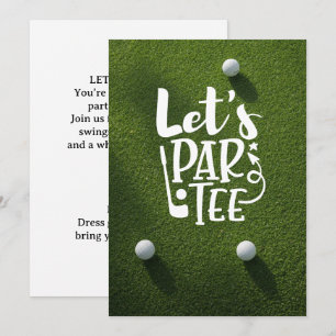 Invitación Golf deja pelota de golf par en césped verde