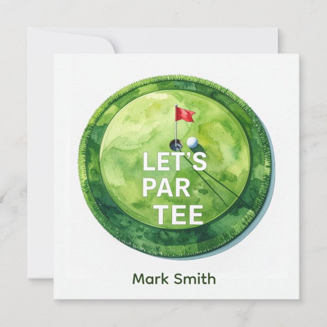 Invitación Golf Fiesta de Verdes de Putt Par-Tee (Anverso)