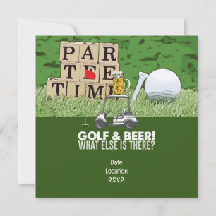 Invitación Golf Fiesta y Cerveza divertida diciendo para los 