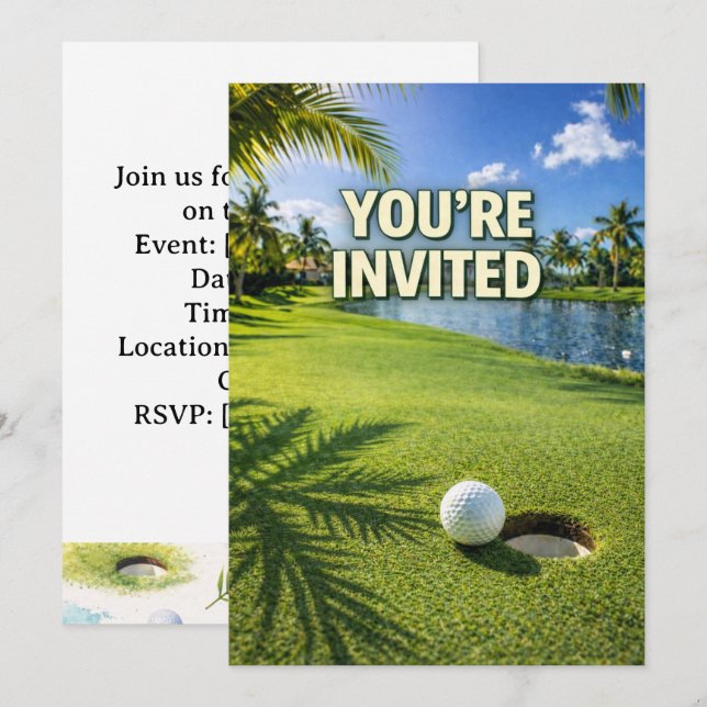 Invitación Golf Florida temática te invitamos (Anverso / Reverso)