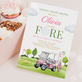 Invitación Golf Fore Birthday Chica Golf 4 cumpleaños Fiesta