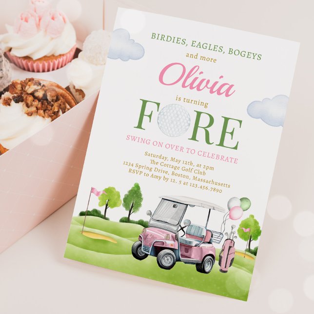 Invitación Golf Fore Birthday Chica Golf 4 cumpleaños Fiesta (Subido por el creador)