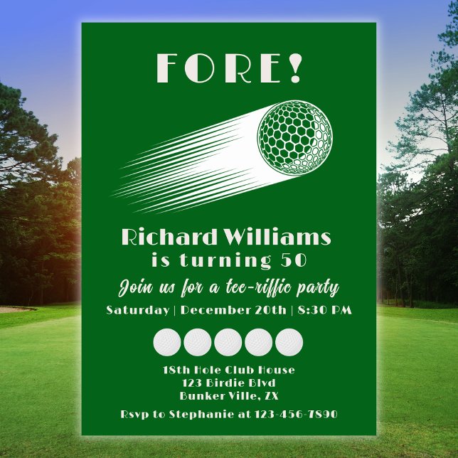 Invitación Golf Fore Tee-Riffic Green 50 cumpleaños (Subido por el creador)
