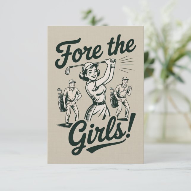 Invitación Golf Fore The Girls Cute Funny Golfing Ladies (Anverso de pie)