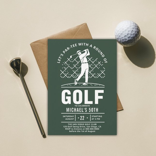 Invitación Golf Golf Golf Golf Elegante Moderno 50 cumpleaños (golf party 50th birthday invitation him men boyfriend golfer golfing elegant modern classy)