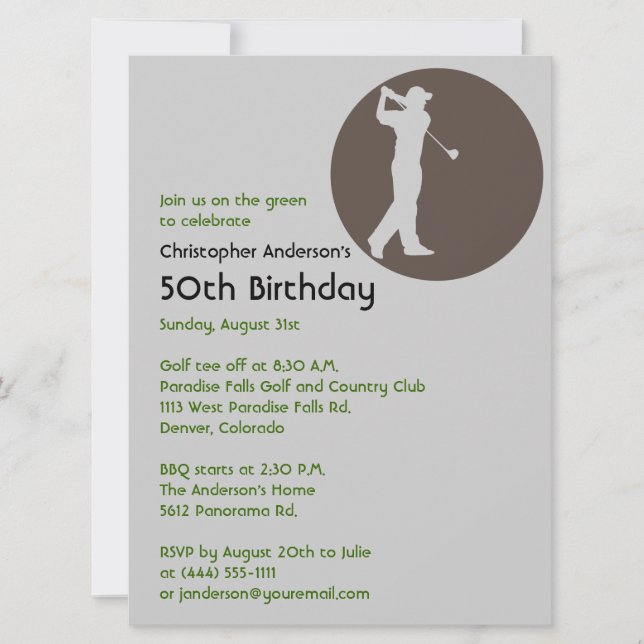 Invitación Golf golf Golf Golf Golf Golf 50th Cumpleaños (Anverso)