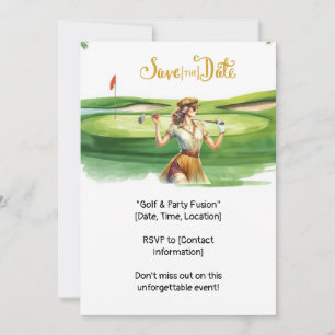 Invitación Golf Golf Retro Chic: Golfista en el Green