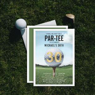 Invitación Golf Golfer Golfing Hombres Modernos 30 cumpleaños