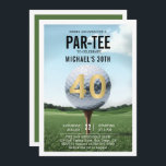 Invitación Golf Golfer Golfing Hombres Modernos 40º cumpleaño<br><div class="desc">Ideas de cumpleaños 40 para los hombres: una invitación a la fiesta de cumpleaños 40 con temática de golf para él, con un ilustracion de una pelota de golf en una vista extrema y cercana, en un campo de golf de fondo. Una moderna y elegante invitación de cumpleaños número 40...</div>