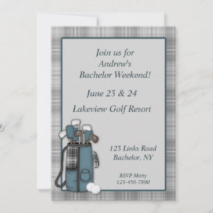 Invitación Golf Gray Plaid
