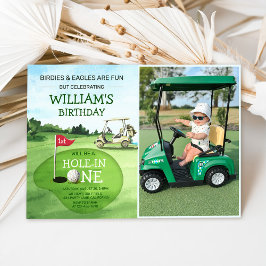 Invitación Golf Green Hole-In-One 1er cumpleaños Par-tee Phot