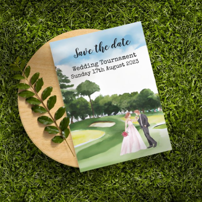 Invitación Golf Guarde la fecha Boda de Golf Acuarela golfist (Subido por el creador)
