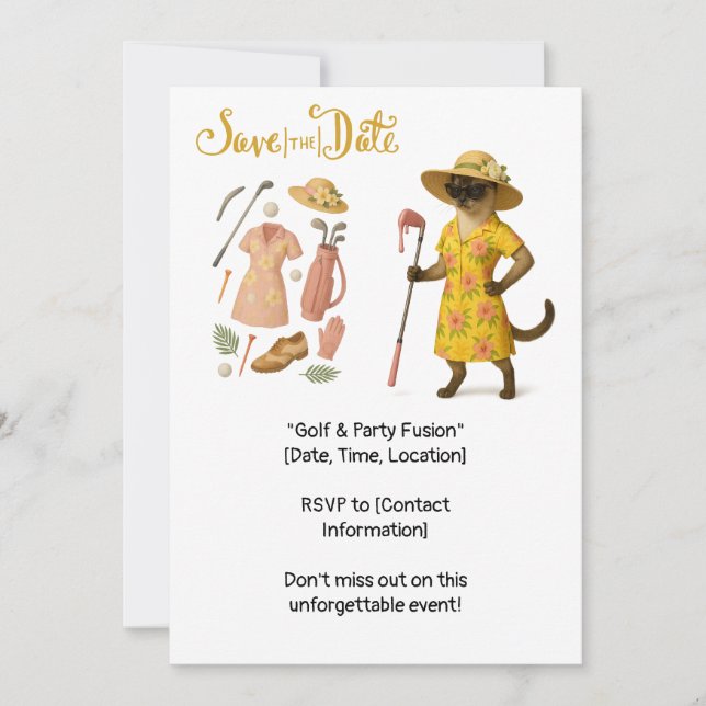 Invitación Golf hawaiana en el Green (Anverso)