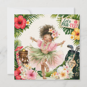 Invitación Golf Hawaii tema para fiesta de golfista hawaiano