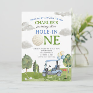 Invitación Golf Hole in ONE Birthday Party Invitation