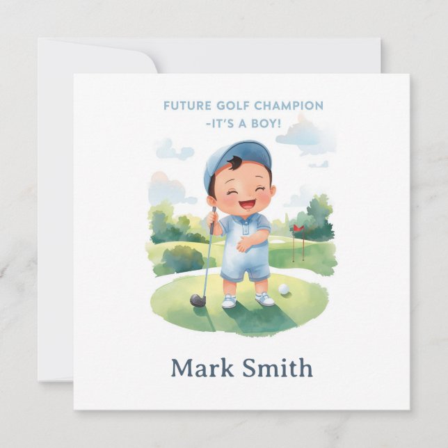 Invitación Golf It’s a Boy Baby Shower Paper Plates  (Anverso)