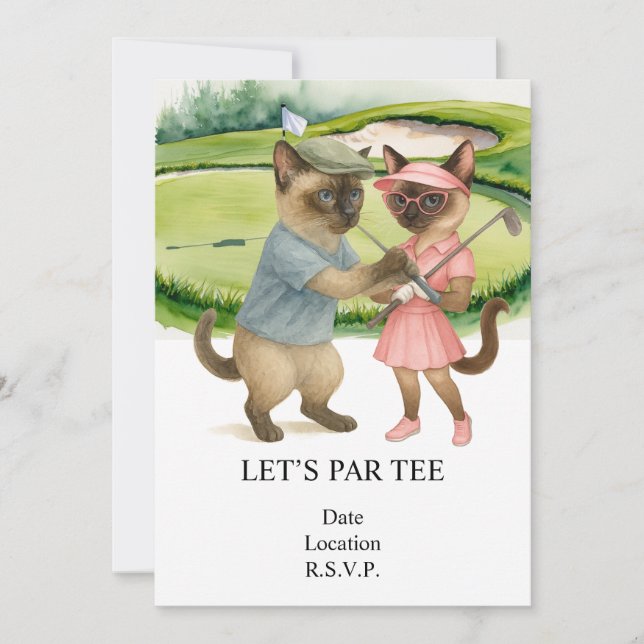 Invitación Golf Let’s Par tee for cat lovers  (Anverso)