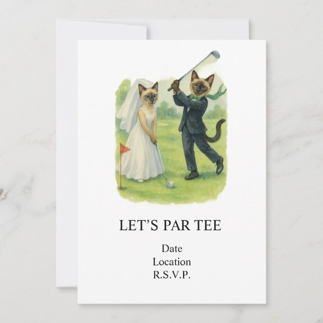 Invitación Golf Let’s Par tee for cat lovers WEDDING (Anverso)