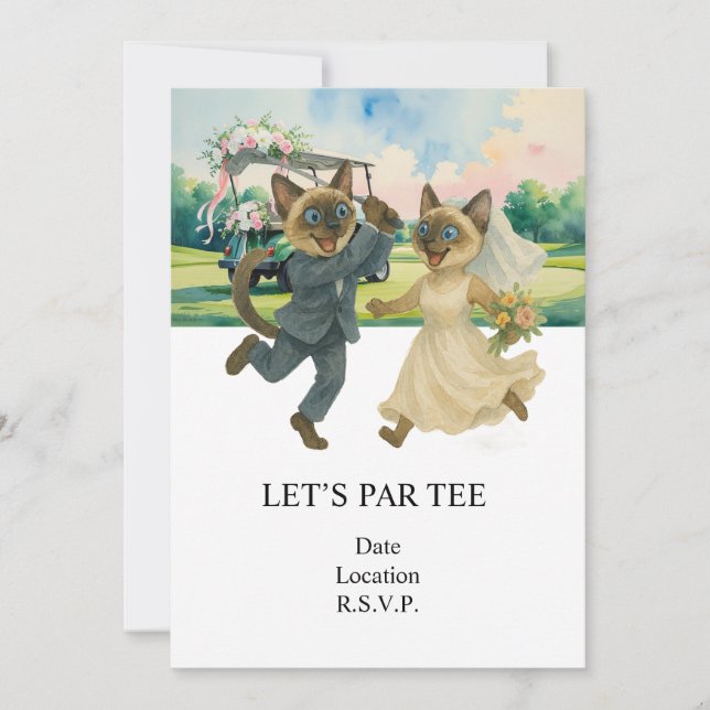 Invitación Golf Let’s Par tee for cat lovers WEDDING (Anverso)