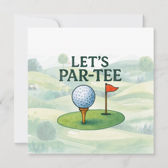 Invitación Golf Let’s Par-Tee Party Golf Theme  (Anverso)