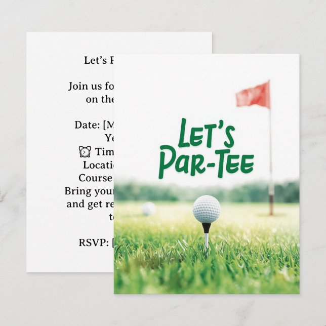 Invitación Golf Let’s Par-Tee Party Invitation Postcard  (Anverso / Reverso)