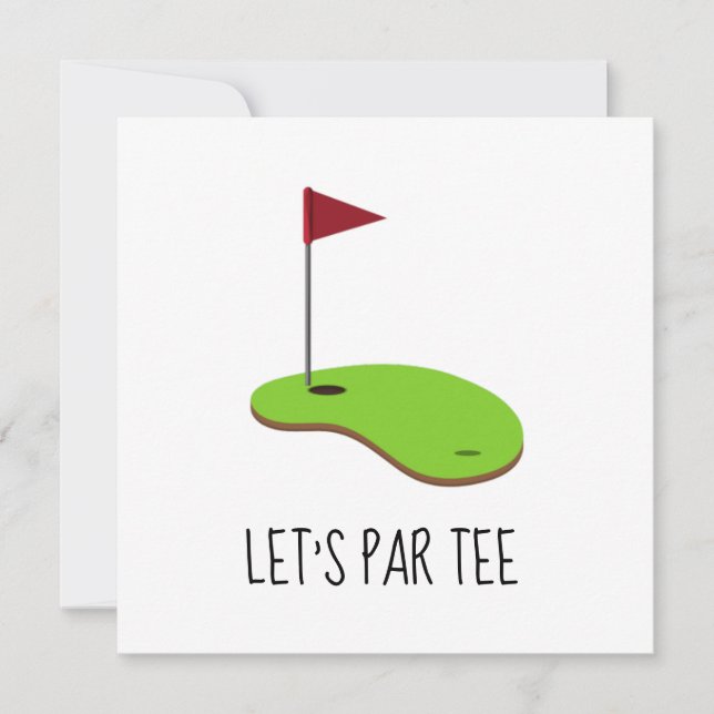 Invitación Golf Let's Par tee con bandera de golf en blanco v (Anverso)