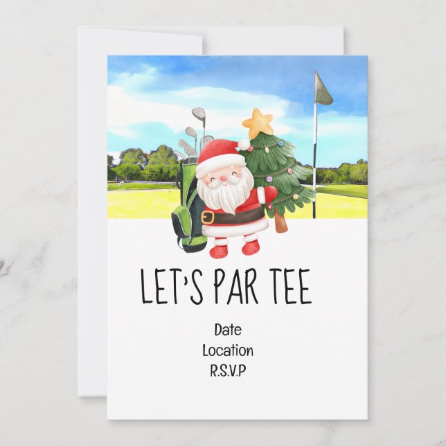 Invitación Golf Let's Par tee Navidades fiesta para Golfer (Anverso)