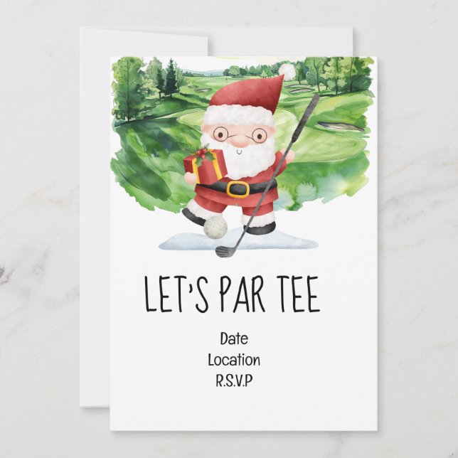 Invitación Golf Let's Par tee Navidades fiesta para Golfer (Anverso)