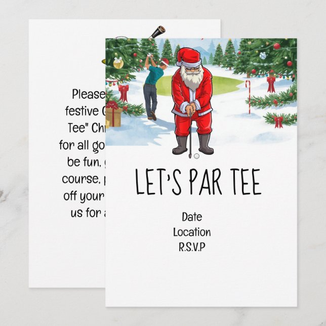 Invitación Golf Let's Par tee Navidades fiesta para Golfer (Anverso / Reverso)