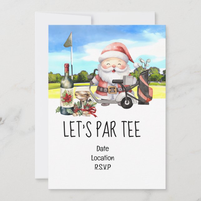 Invitación Golf Let's Par tee Navidades fiesta para Golfer (Anverso)