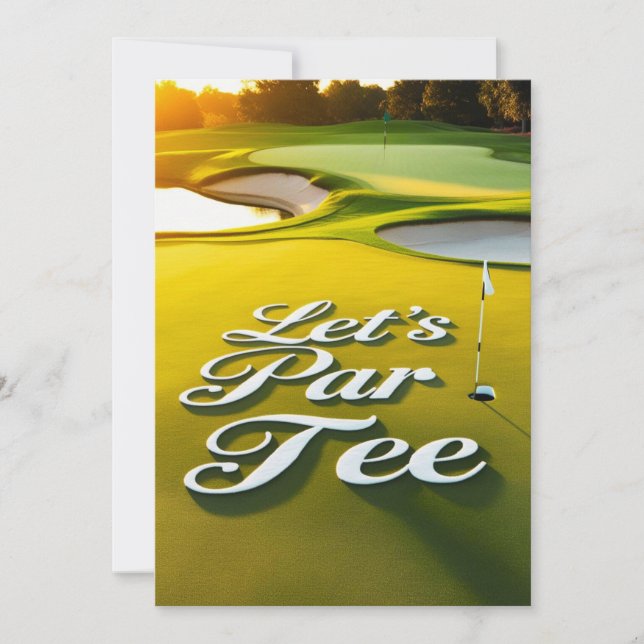 Invitación Golf Let's Par Tee texto on Putting Green (Anverso)