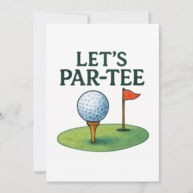 Invitación Golf Let's Party with Golf ball on tee (Anverso)