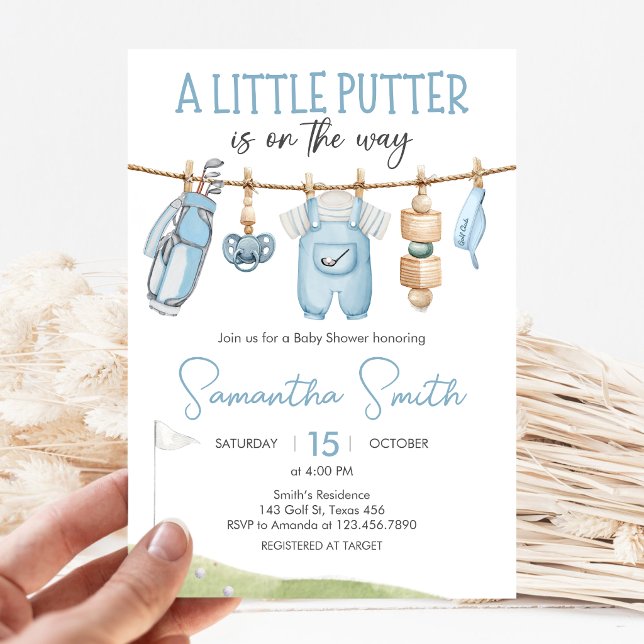 Invitación Golf Little Putter Baby Shower (A Little Putter Golf Baby Shower Invitation)