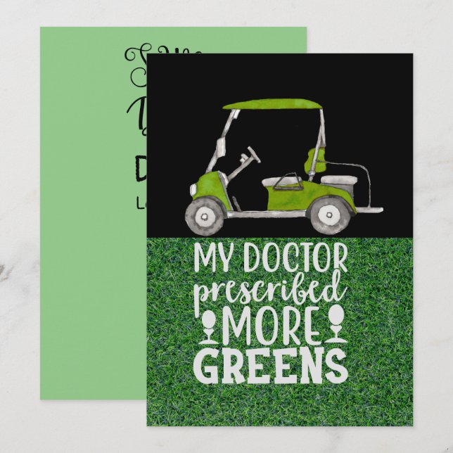 Invitación Golf Mi médica me recetó más gracioso verde (Anverso / Reverso)