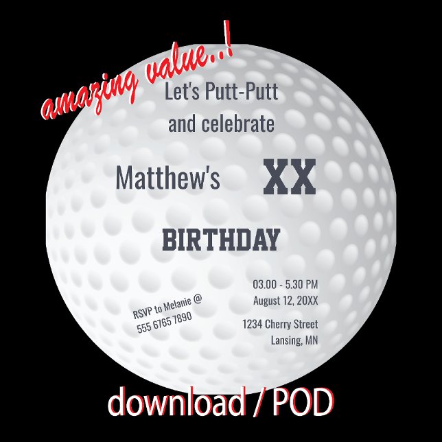 Invitación Golf Mini golf Putt-Putt Golfing Birthday Party (Subido por el creador)