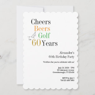Invitación Golf mínimo 60.º cumpleaños Saludos y cervezas