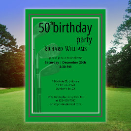 Invitación Golf Modern Corporate Green Black 50 cumpleaños