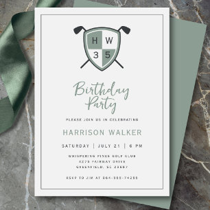 Invitación Golf Moderno Cumpleaños de Cualquier Edad Fiesta E